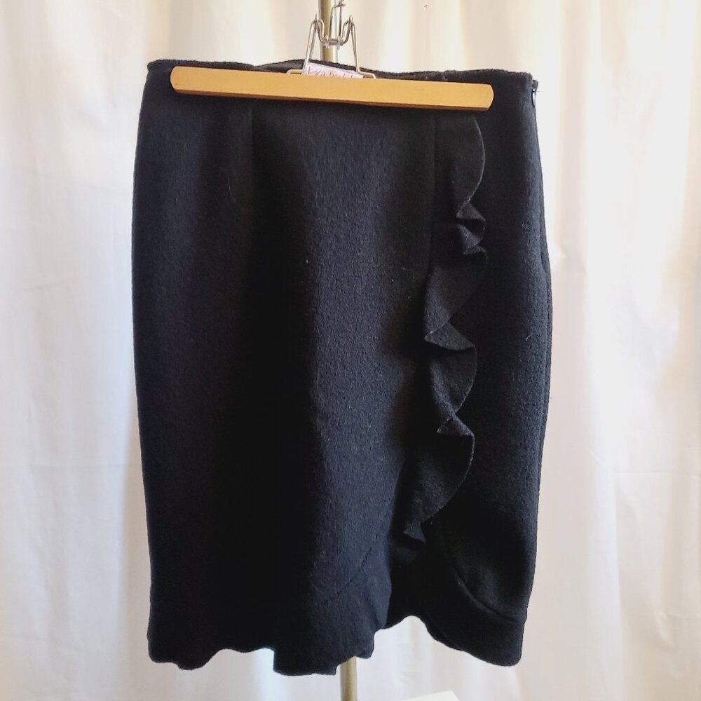 Eva Tralala Black Wool Ruffle Accent Skirt